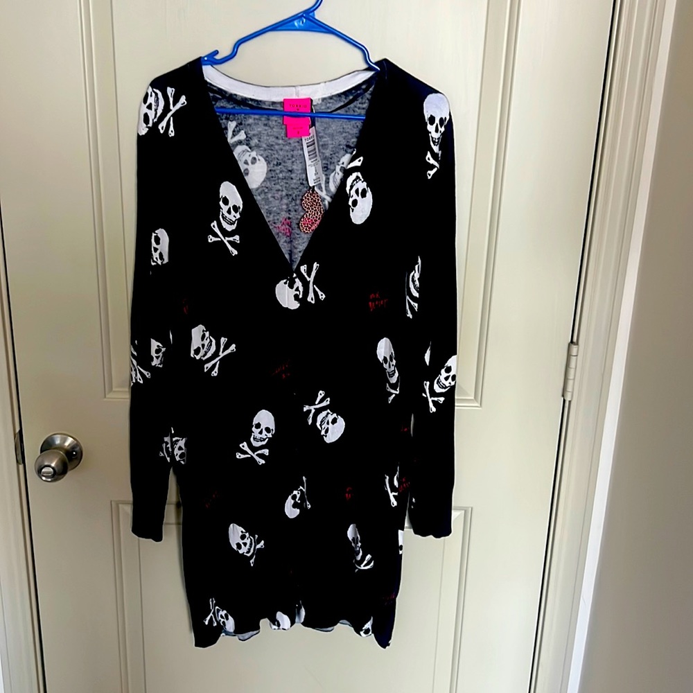 NWT Betsey Johnson skull boyfriend cardigan
